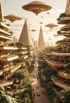 AI generated of the city of the future is made up of many buildings