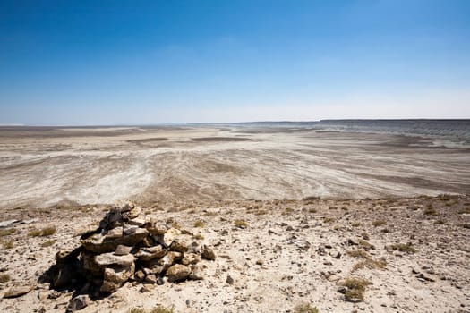 Mangystau desertic landscape, Kazakhstan desolate panorama. Central asia landmark