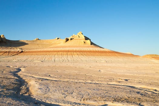 Mangystau desert landmark, Kyzylkup area, Kazakhstan. Rock strata formations