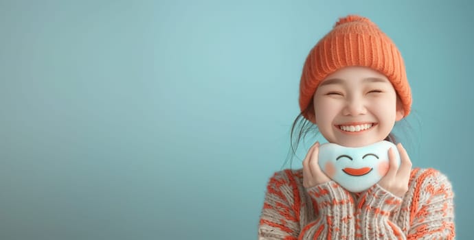 Happy smiling face, mental health concept, positive thinking and attitude, emotion, support and evaluation