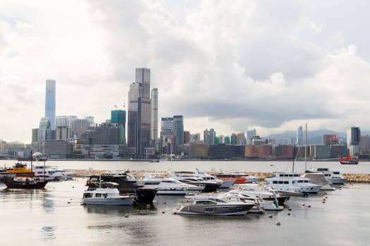 Hong Kong 26 June 2023: Hong Kong city at harbor side