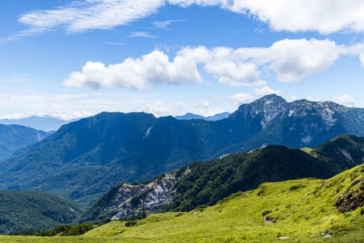 Taiwan 11 July 2023: Beautiful hiking trail in Hehuanshan of Taroko National Park at Taiwan