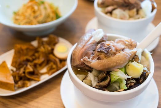Steamed chicken soup in the bowl