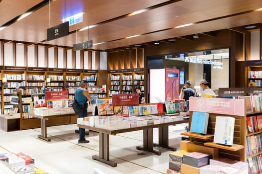 Taipei, Taiwan 02 October 2023: Interior of the Eslite book store in Taipei city