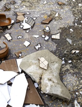 Detail of debris at a construction site, waste and garbage