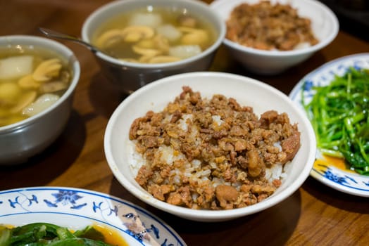 Traditional local Taiwanese food in the restaurant