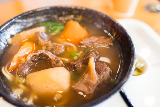 Bowl of delicious beef stew soup
