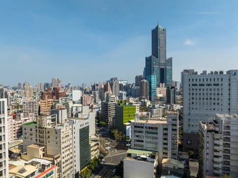 Kaohsiung, Taiwan 01 February 2024: Top view of the city skyline in Kaohsiung city