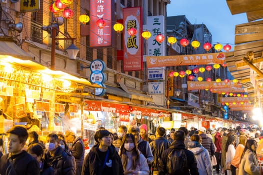 Taipei, Taiwan 26 January 2024: Traditional Lunar new year street market in Dihua at Taipei City