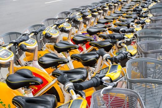 Taipei, Taiwan 29 December 2023: Share bike in Taipei city