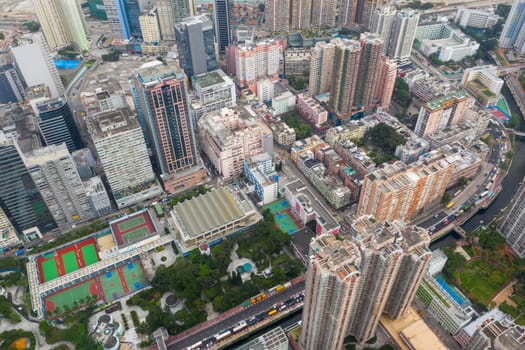 Wong Tai Sin, Hong Kong 17 May 2019:- Aerial view of Hong Kong downtown city