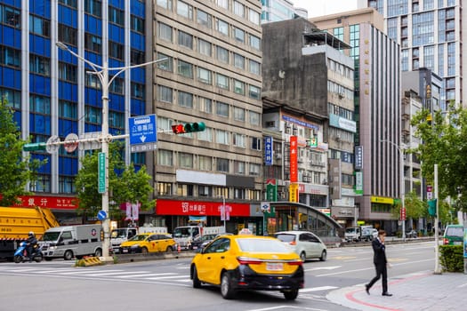 Taipei, Taiwan 19 March 2022: Taipei city street in Taiwan