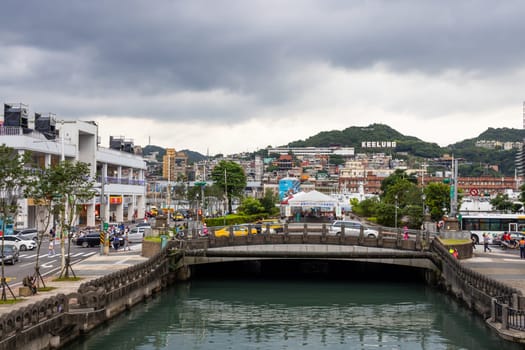 Keelung, Taiwan 12 June 2022: Inner Harbor of Keelung city
