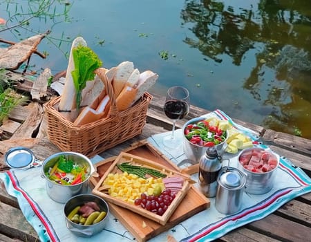 Picnics with a blanket basket and views of the sunny shore.