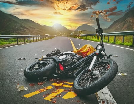 Traffic accident involving a car and a motorcycle