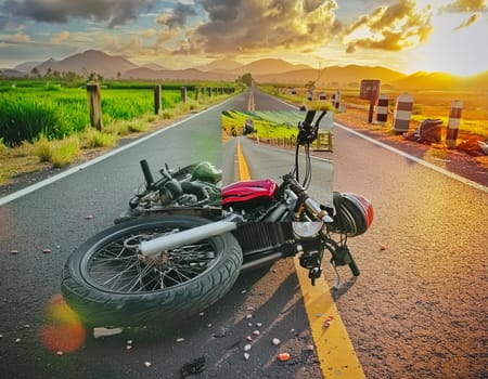 Traffic accident involving a car and a motorcycle