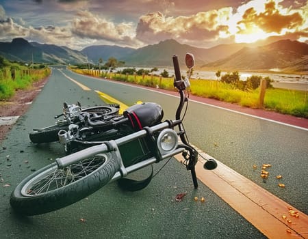Traffic accident involving a car and a motorcycle