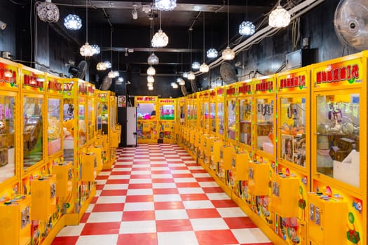 Taiwan 05 July 2023: Claw machine shop in taiwan