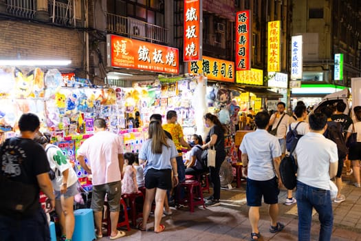 Taipei, Taiwan 07 July 2023: Ningxia road night market in Taipei city of Taiwan