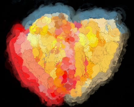 Digital Illustration Hearts Flower Background