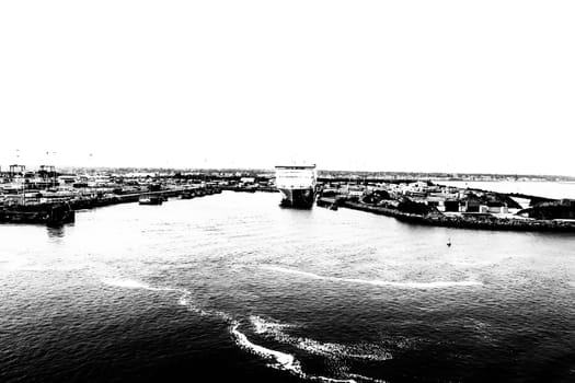 Black and White Digital Illustration Seashore