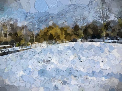Digital Illustration Snow and Trees Scenery
