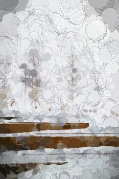 Digital Illustration Snow and Trees Scenery