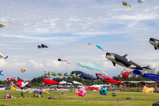 Hsinchu, Taiwan 10 September 2023: Hsinchu city international kite festival at seaside park