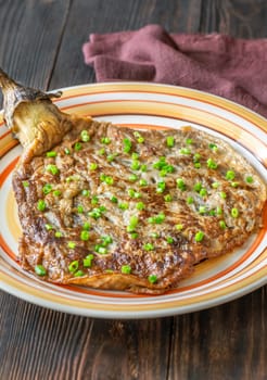 Tortang Talong filipino eggplant omelette on the plate