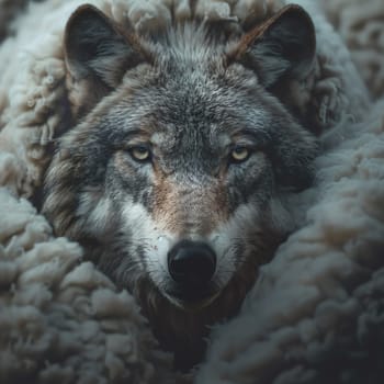 Photo of a wolf in a sheepskin coat generated by artificial intelligence