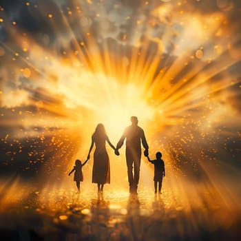 Shillouette of a happy family generated by artificial intelligence