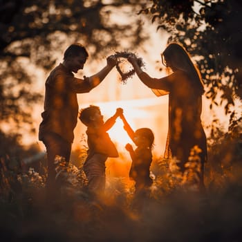 Shillouette of a happy family generated by artificial intelligence