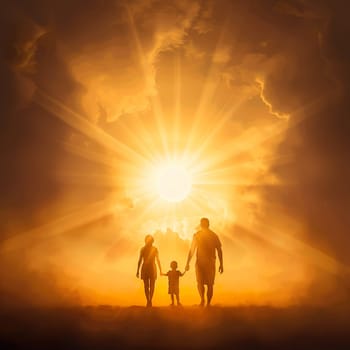 Shillouette of a happy family generated by artificial intelligence