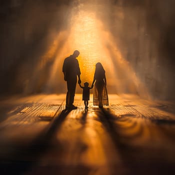 Shillouette of a happy family generated by artificial intelligence