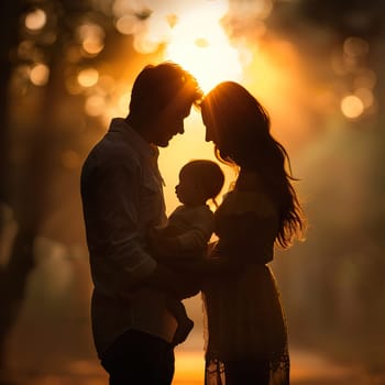 Shillouette of a happy family generated by artificial intelligence