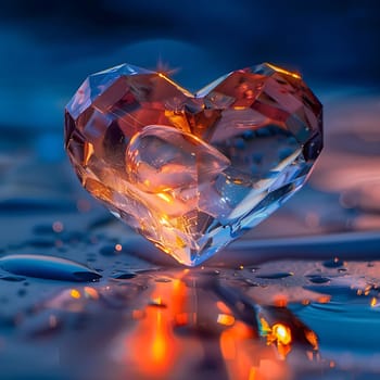 A beautiful heart made of glass generated by artificial intelligence