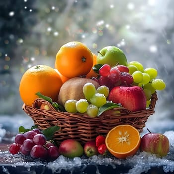 Photo of fresh fruit and vegetables generated by artificial intelligence