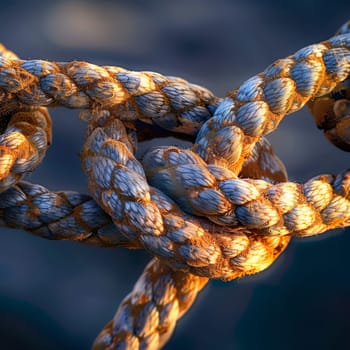 Close-up of a rope with knots generated by artificial intelligence