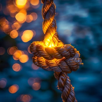 Close-up of a rope with knots generated by artificial intelligence
