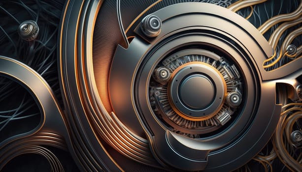 abstract background.futuristic technologies. metal elements of mechanisms. generative AI