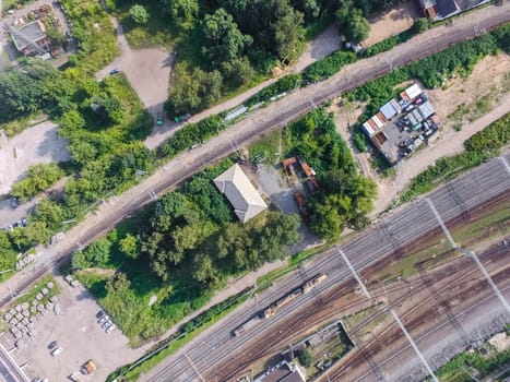 Top view of the city of Moscow, buildings and roads and other infrastructure of the city. Cityscape view from above.