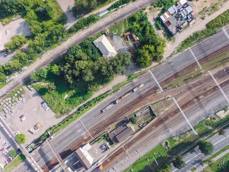 Top view of the city of Moscow, buildings and roads and other infrastructure of the city. Cityscape view from above.