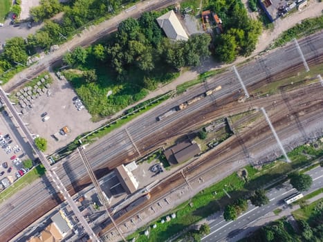 Top view of the city of Moscow, buildings and roads and other infrastructure of the city. Cityscape view from above.