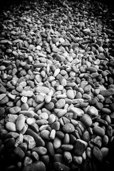 Detail of wet boulders on a cold rainy day
