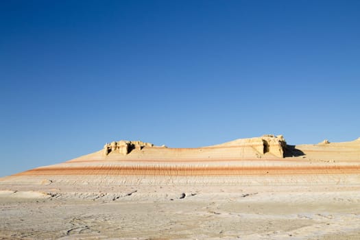 Mangystau desert landmark, Kyzylkup area, Kazakhstan. Rock strata formations