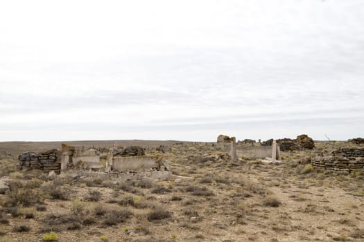 Desolate graveyard in remote location in Mangystau region, Kazakhstan. Central asia travel