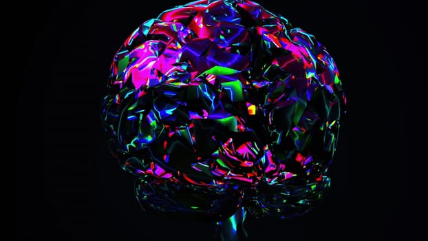 Glossy neon brain. Computer generated 3d render