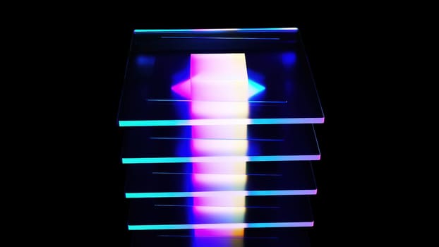 Glass squares composition. Computer generated 3d render