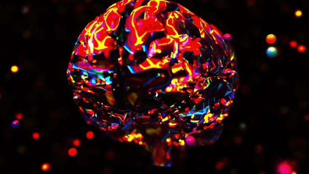 Glossy neon brain. Computer generated 3d render