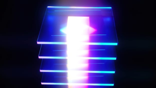 Glass squares composition. Computer generated 3d render